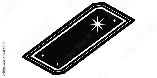 Simple black and white vector illustration of a military shoulder board with a single star. Flat design rank insignia icon element