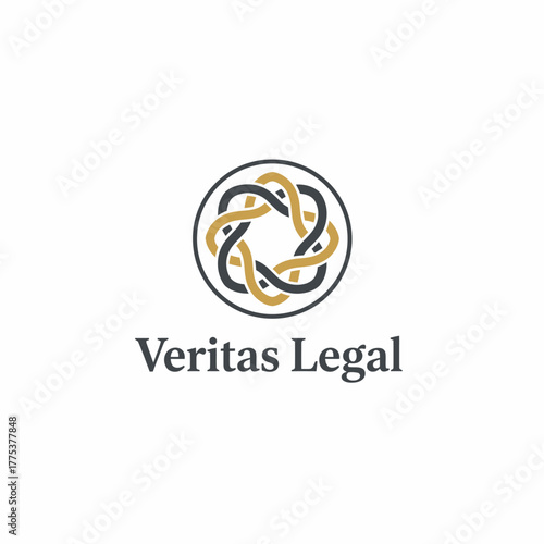 The “Veritas Legal” logo reflects trust, integrity, and unity in legal services. The interwoven circular design symbolizes balance, connection, and justice.