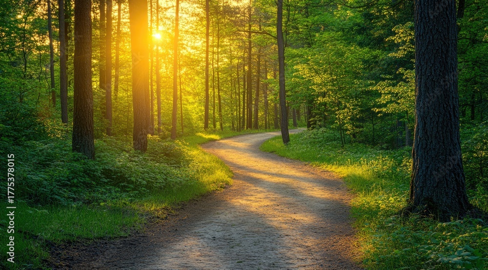 Obraz premium Sunlight path through forest