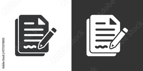 Writing Documents icon. Solid glyph series icon