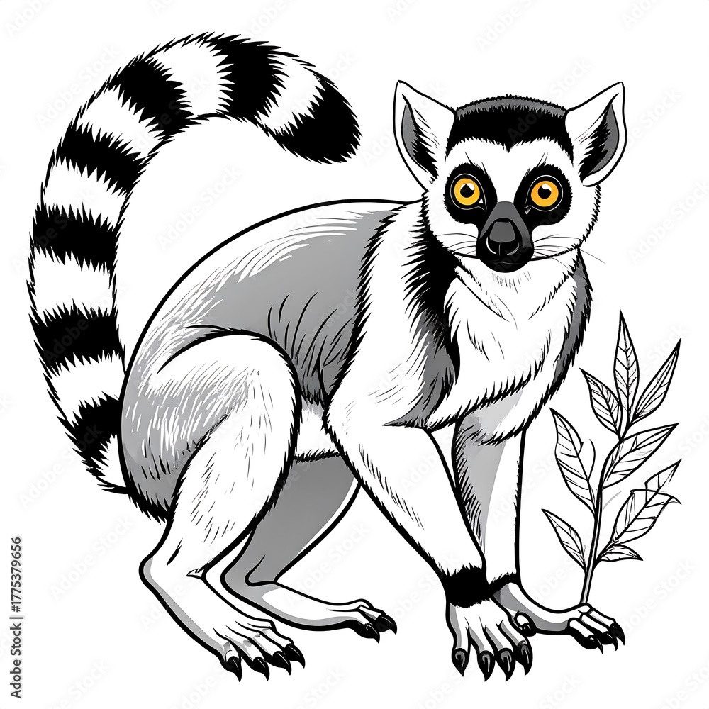 Obraz premium Le Mur lemur illustration