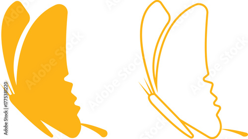 Butterfly icons set, colorful insect collection, black silhouette and outline group, flat and line style vector illustration, flying moth design, decorative butterfly symbol graphic element.