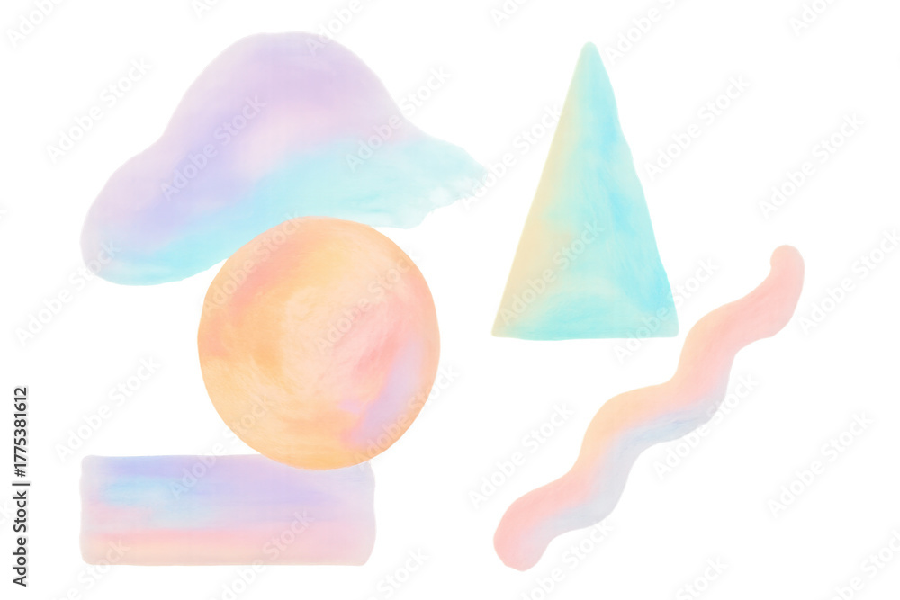 Fototapeta premium Abstract pastel watercolor shapes collection transparent background