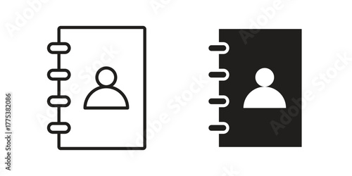 Address book icon set. Outline symbol editable.