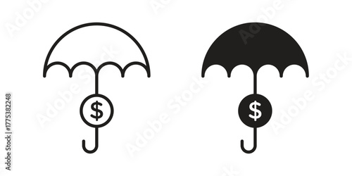 assets protection icon set. Outline symbol editable.