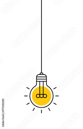 Hanging Light Bulb Idea Icon Vertical Vector