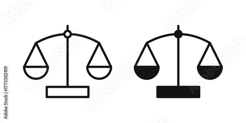 Balance scale icon set. Outline symbol editable.