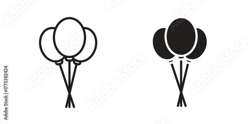 Balloons icon set. Outline symbol editable.