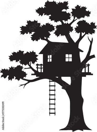 Treehouse, Silhouette vector icon