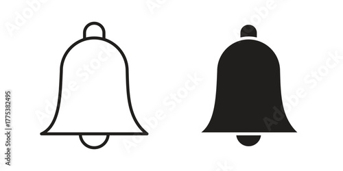 Bell ring icon set. Outline symbol editable.