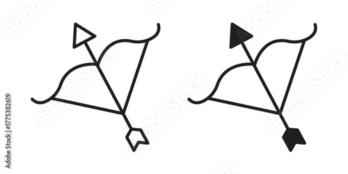 Bow arrow icon set. Outline symbol editable.