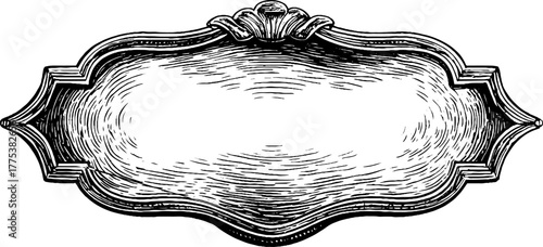 Ornate vintage antique label frame with intricate engraving for retro design