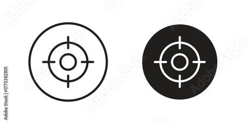 Bullseye pointer icon set. Outline symbol editable.