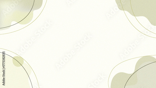 Abstract Minimalist Corner Frame Background with Organic Olive Shapes, Gold Lines, and Copy Space