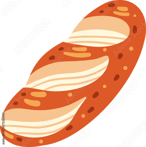 cute French baguette bread vector cartoon illustration
