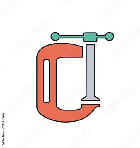 C-clamp representing workshop equipment, providing strong grip and pressure for various construction and woodworking tasks