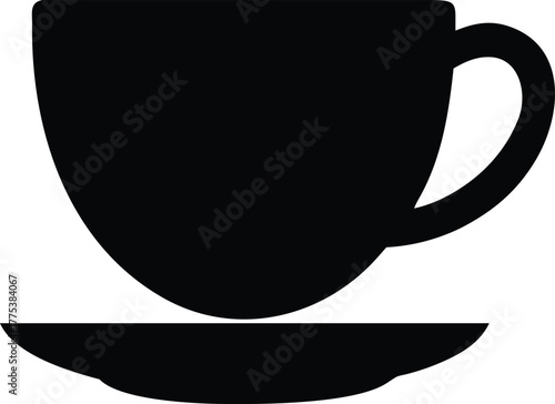 Black Teacup and Saucer Silhouette Icon

