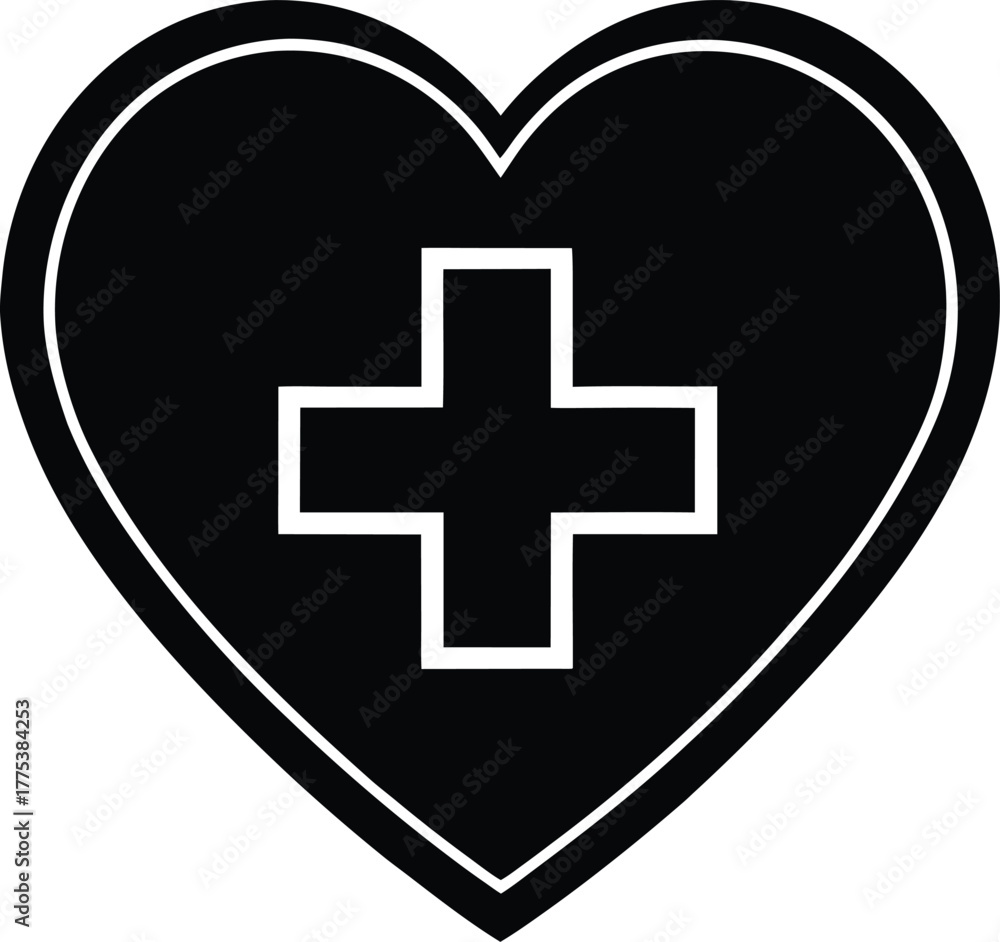 Fototapeta premium Health Heart with Cross Icon