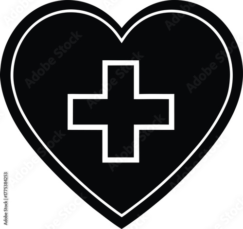 Health Heart with Cross Icon

