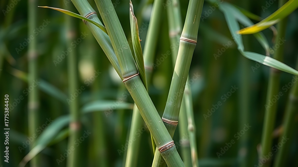 Obraz premium clacking. Bamboo stalks knocking together in the wind, close-up of intersecting canes. bar promotions, beverage menus, designed for product packaging and bar promotions, elevates brand perception.