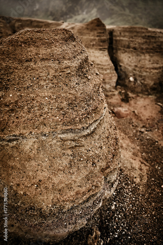 Volcanic strata frozen by time and erosion