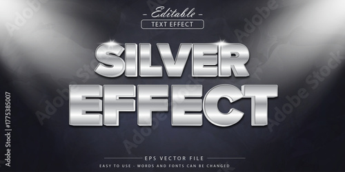 Silver Effect Text: Editable Metallic 3 D Title Design for Logos, Posters and Covers