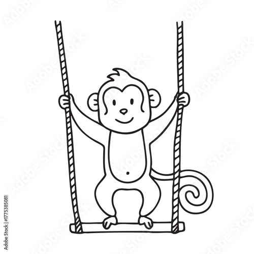 A monkey swings around ropes inside the zoo