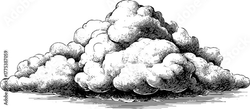 Cloud technology concept in vintage engraving style illustrating data storage metaphor for design projects
