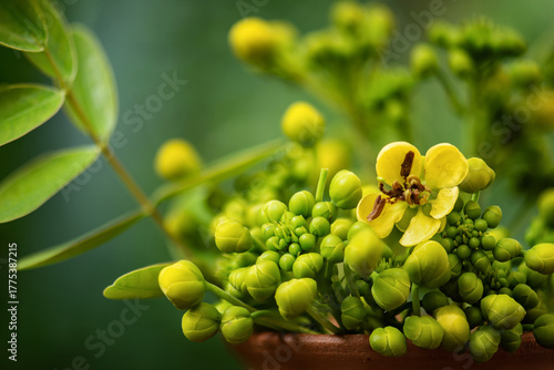 Quadro em tela Senna siamea branch flowers and leaves on natural background.