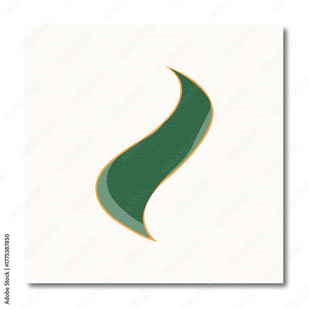 Naklejka premium Abstract Minimalist Green Wavy Shape Logo or Background Design with Orange Outline