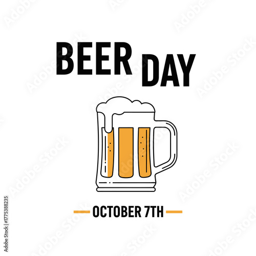 Illustration celebrating Beer Day on October 7th, featuring a beer mug.