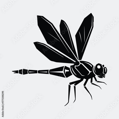 Silhouette dragonfly intricate design black and white insect vector illustration