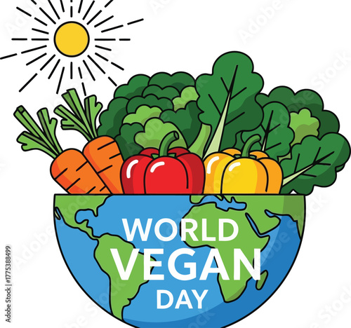 Celebrate world vegan day with fresh vegetables on the earth