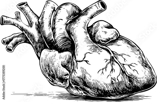 Emotional technology concept: smartphone as human heart in vintage engraving design