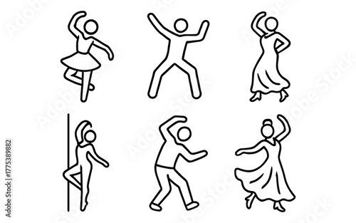 Dynamic dance moves in minimalist line art style