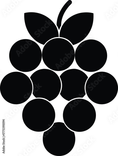 Black Minimalist Grape Bunch Silhouette Icon