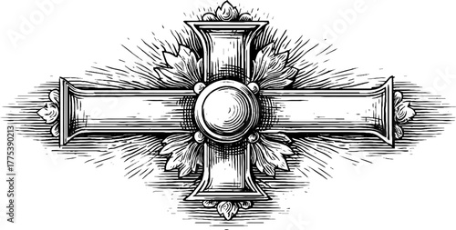 Vintage geometric pattern with symmetrical lines and engraving design for retro art projects