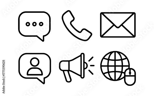 Simple linear icons for communication and digital interaction