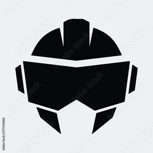 Silhouette futuristic helmet technology protection headwear abstract concept Vector illustration