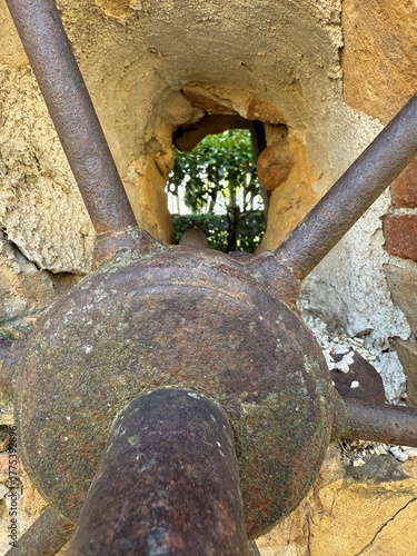 Aged industrial equipment with rustic textures