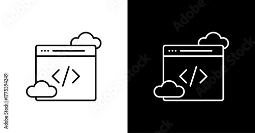 Cloud Computing White Icon Set Design