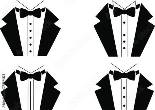 A collection of elegant tuxedo designs showcases formal, 