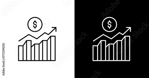 Financial Profit White Icon Set Design
