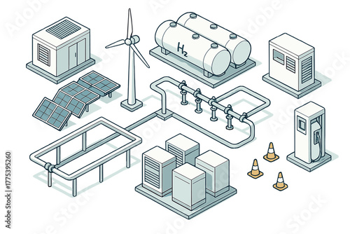 Green hydrogen energy production system with renewable power sources and refueling station