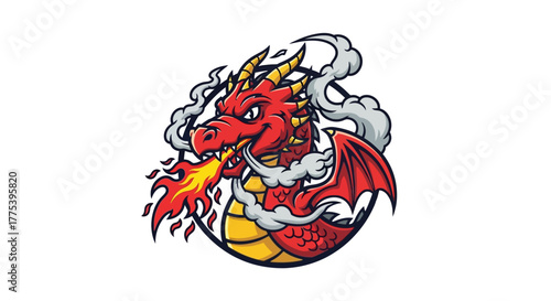 Dragon of Flames: A fierce and formidable dragon, its scales a vibrant red, unleashes a torrent of fire. This fantastical creature embodies power and mythical wonder.