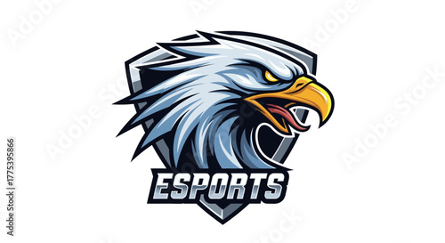 Dynamic Esports eagle logo design perfect for competitive gaming teams and online gaming brands, evoking strength and focus