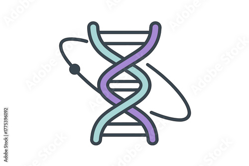 Colorful double helix DNA strand structure representing genetics and scientific discovery
