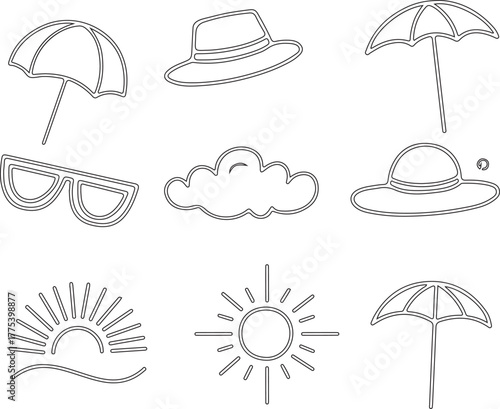 summer editable vector icon sheet