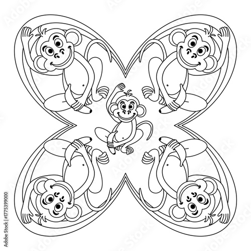 mandala coloring - monkey 