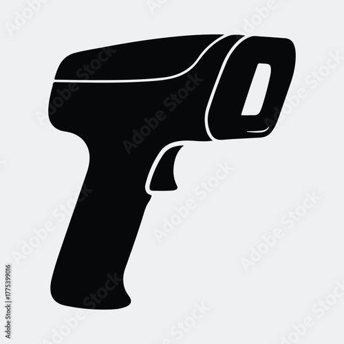 Silhouette infrared thermometer contactless digital temperature measurement device Vector illustration